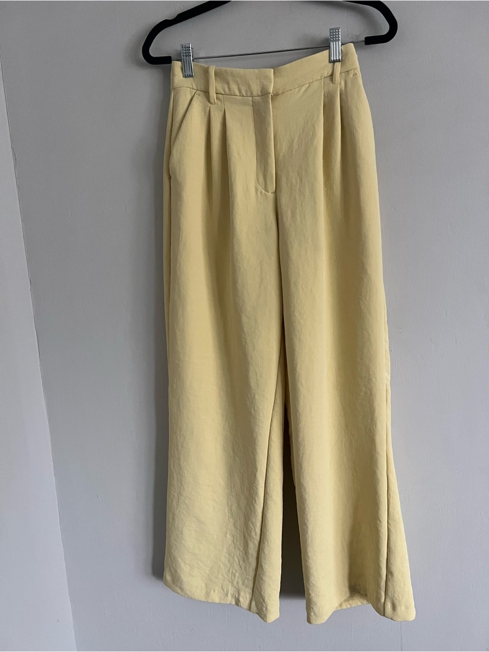 Abercrombie & Fitch A&F Sloane Tailored Wide Leg Pants Butter Yellow Sz 4S - Picture 5 of 13